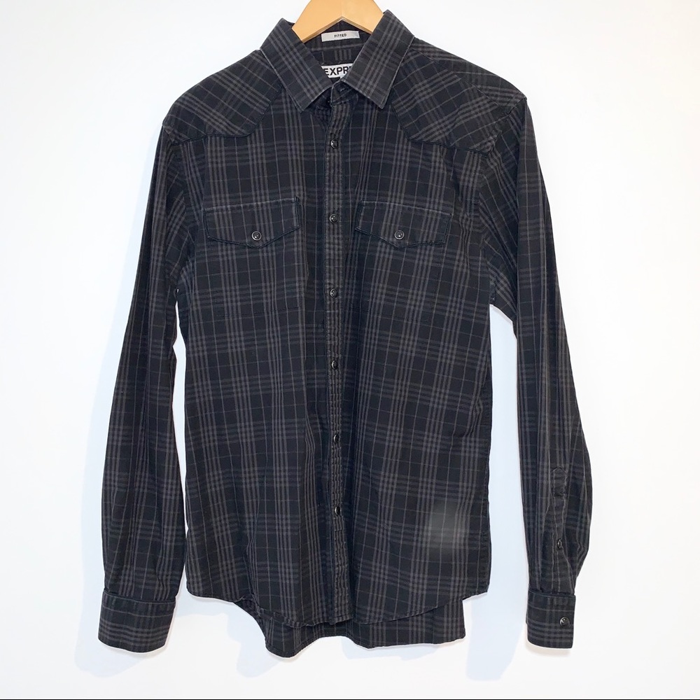 Express Fitted Snap Down Large Shirt